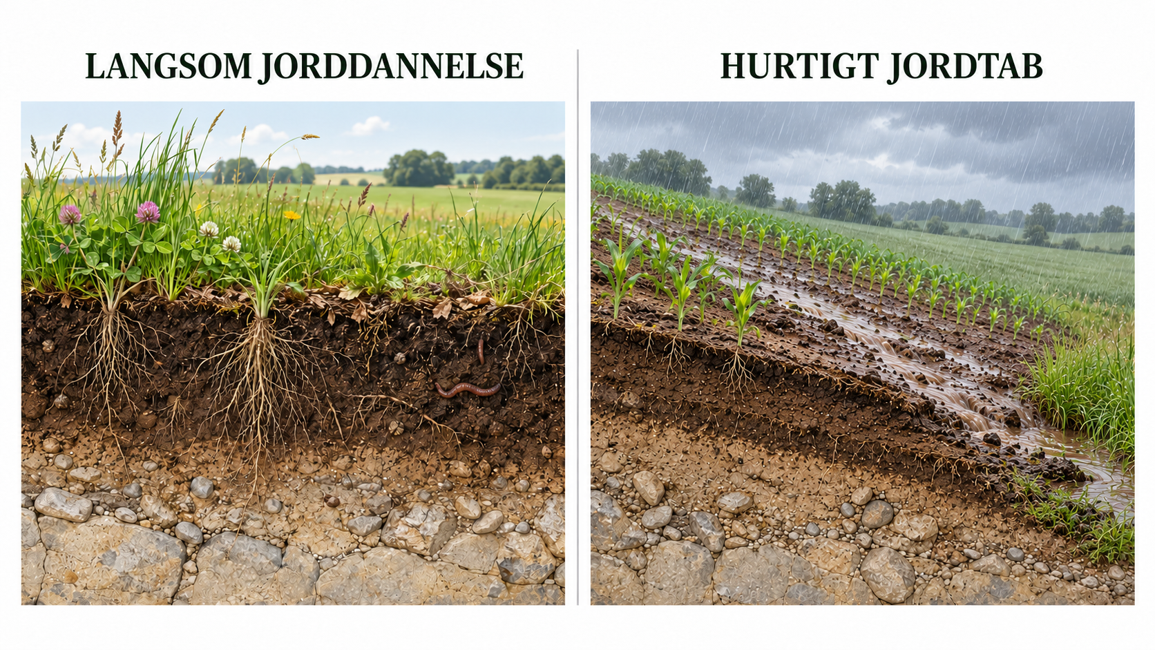 Moderat jorderosion ved kraftig regn