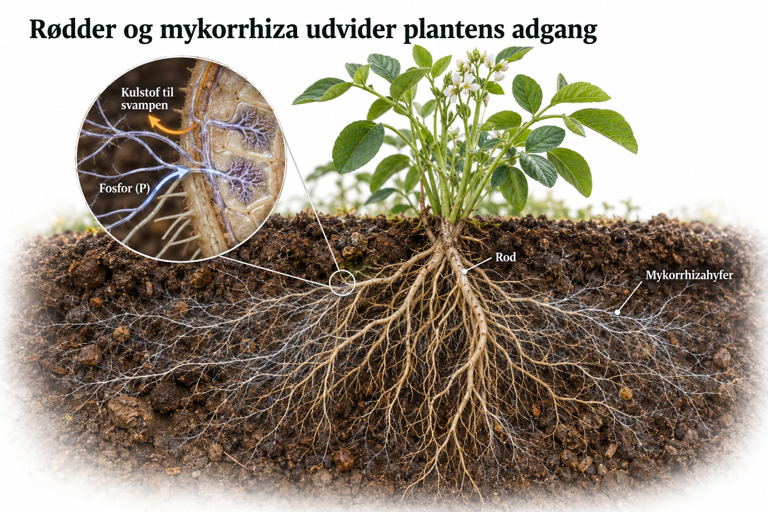 Mykorrhiza udvider røddernes næringsadgang