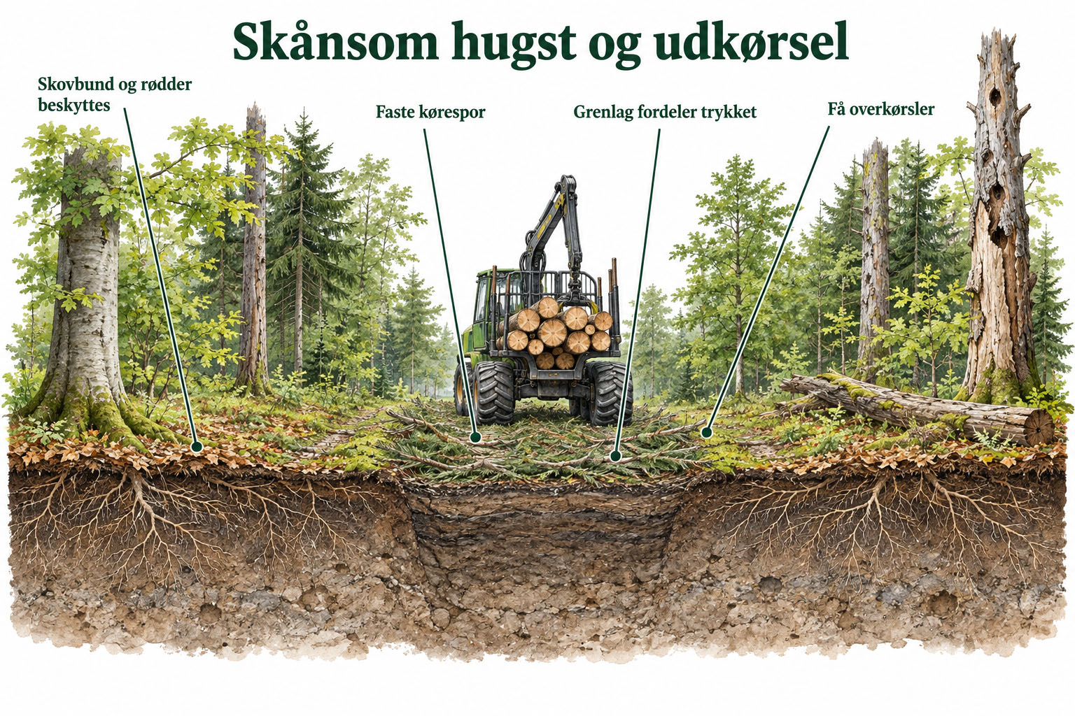 Skånsom hugst og udkørsel lille